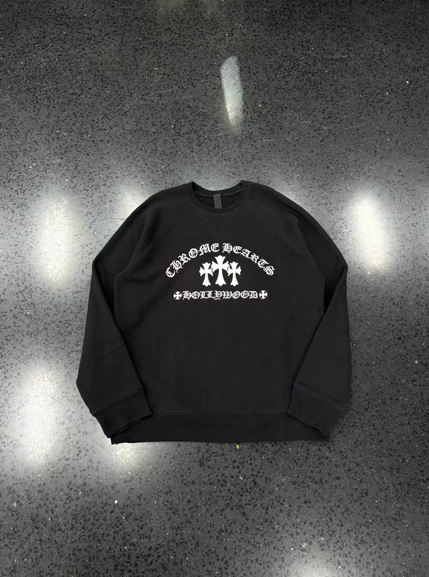 Chrome Hearts ครอสห้าแฉก✝การปักลาย🪡เสื้อสเวตเตอร์สีดำ รูปที่ 1
