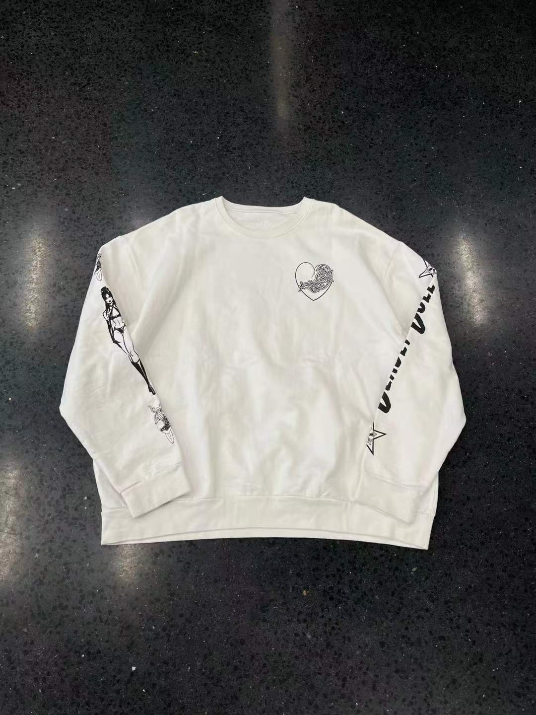 Deadly Doll Heart Chrome Hearts💗Vine Sweat White, image 1