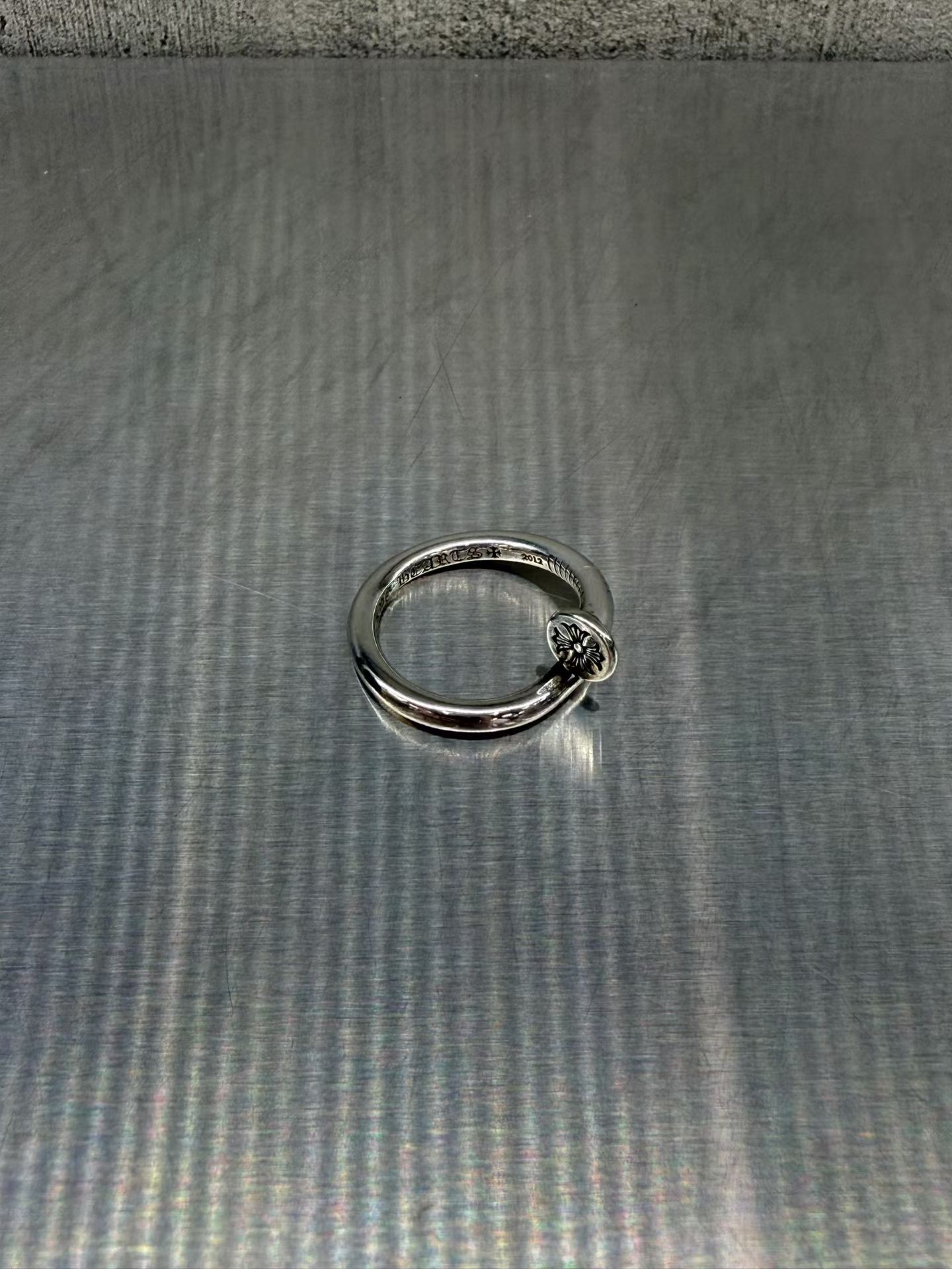 Chrome hearts โครเอเชียหัวใจ925เงินแหวนเล็บหัวแบน💍 รูปที่ 1