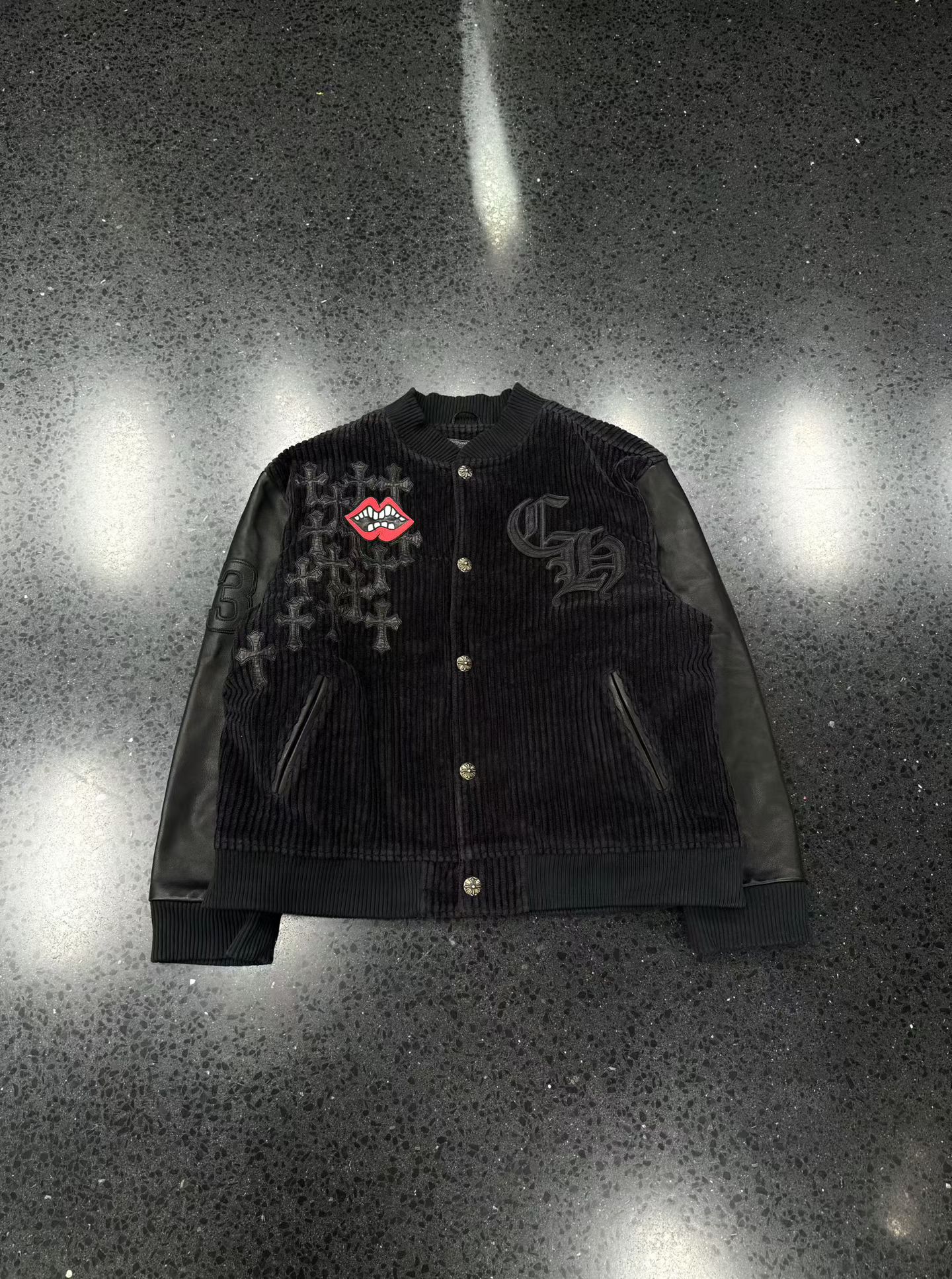 Chrome hearts 克罗心  红唇💋贴皮 灯芯绒皮衣夹克，第 1 张图片