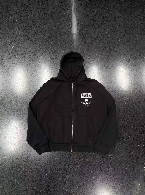 크롬 하트 무지개🌈FOTI Nine-Panel Zip-Up 후드, 블랙