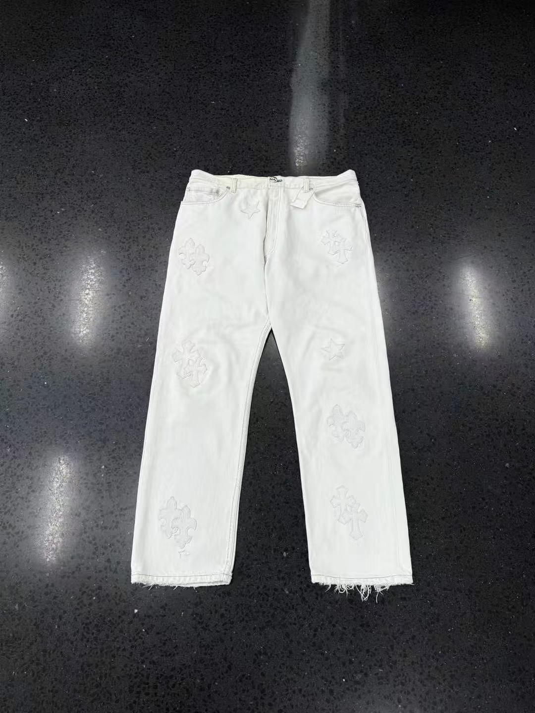 Chrome Hearts St.Barth Multi-Element Leather White Jeans