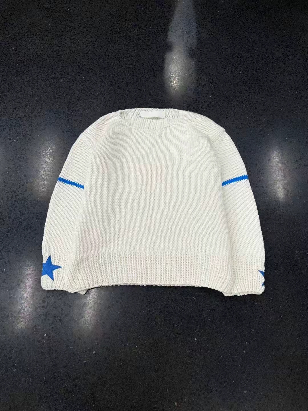 Chrome hearts โครเอเชียหัวใจดาว⭐️ หนังถัก🧶เสื้อไหมพรมสีขาวน้ำเงิน รูปที่ 1