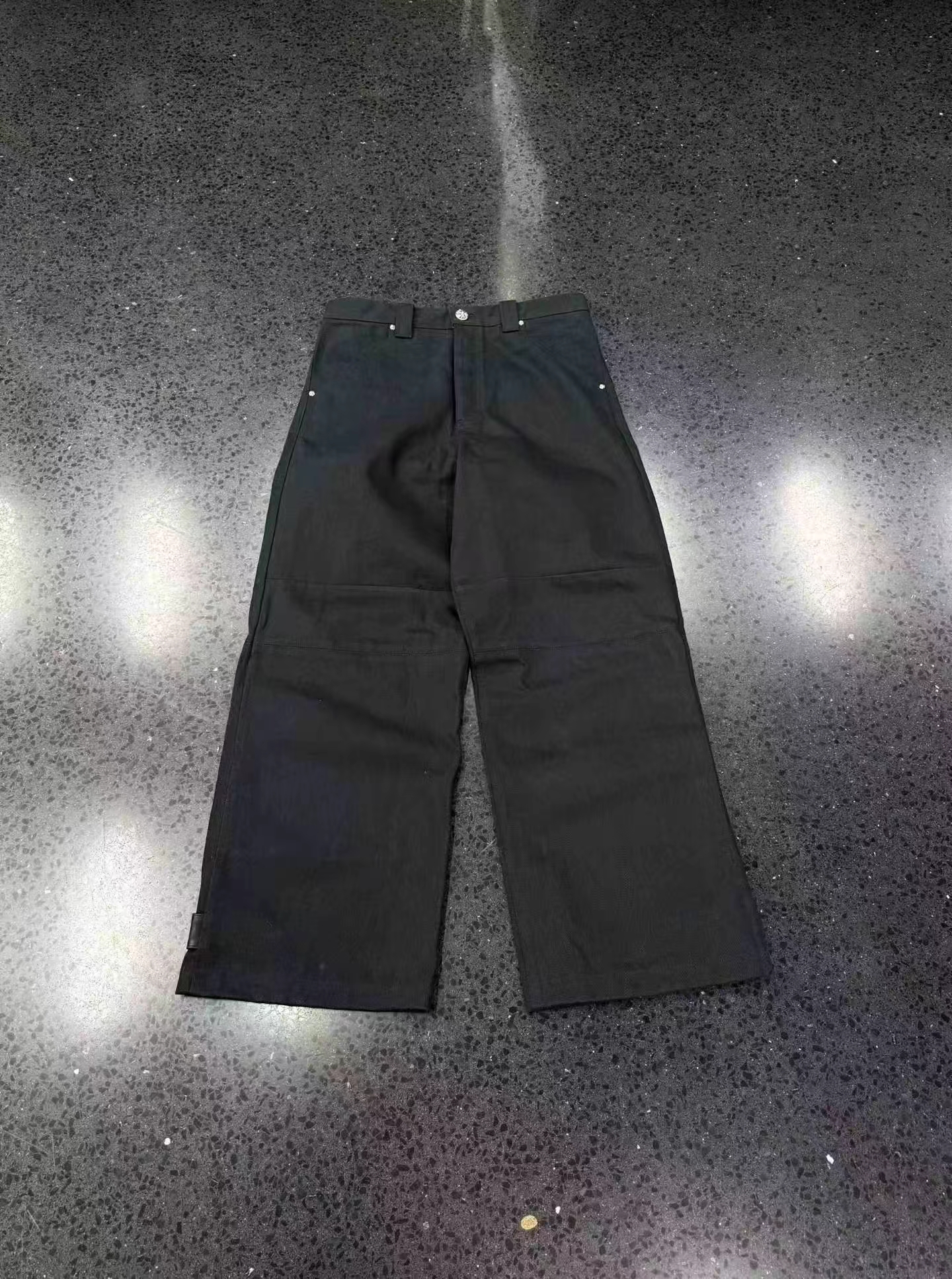 Chrome hearts Crohearts KS หัวเข็มขัดหนังสีดำกางเกงยีนส์ รูปที่ 1