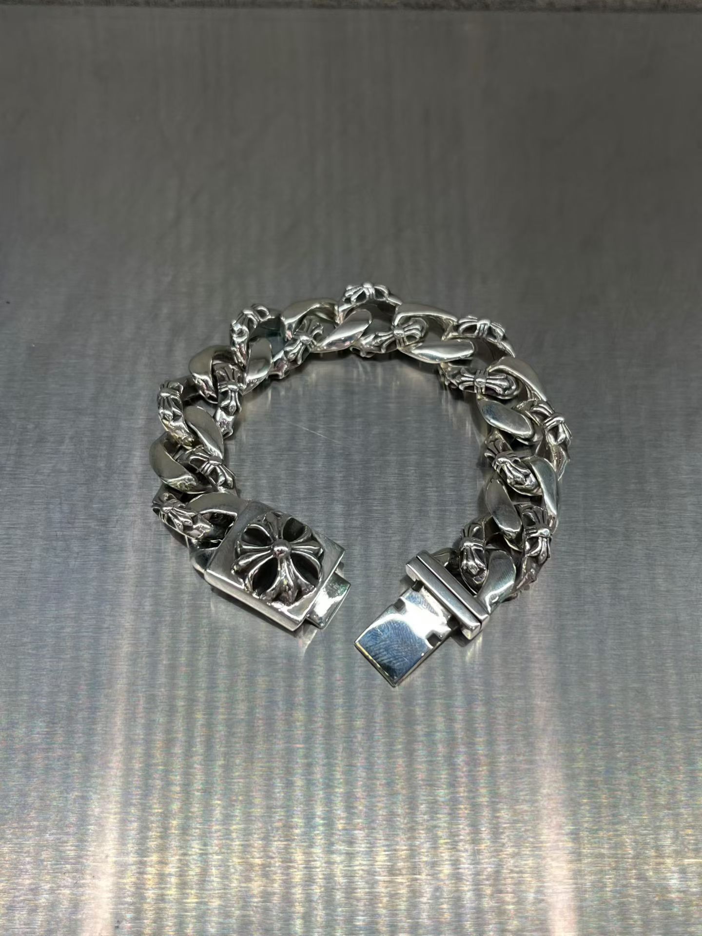 Chrome hearts 克罗心  925银 十字花fancy 手链，第 1 张图片