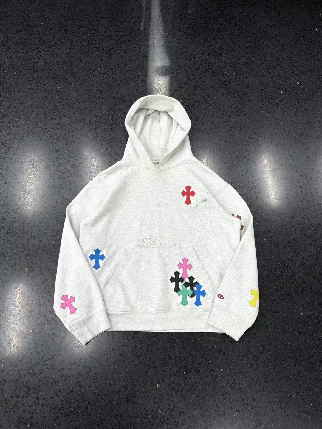 Chrome Hearts Croheart Colored Cross✝️ Leather graffiti hoodie, image 1