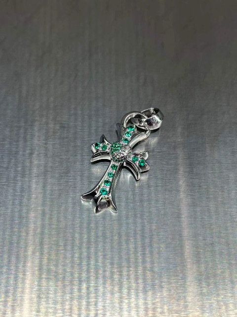 Chrome hearts Crohearts 18K สีเขียวเพชรรักจี้เถาขนาดกลาง