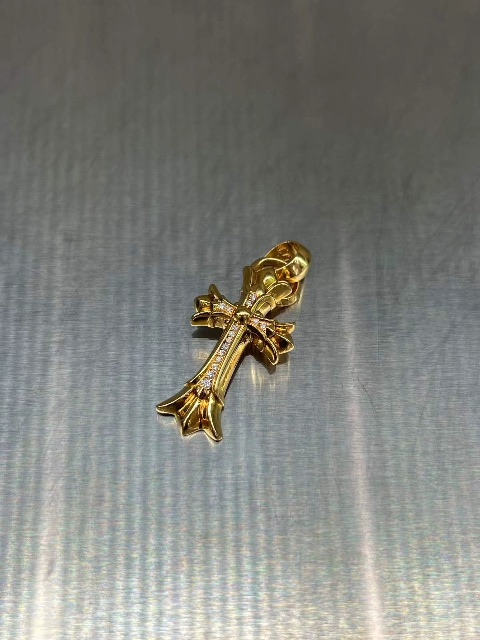 Chrome hearts โครเอเชียหัวใจ22K เพชรสีขาวไม้กางเขนสองชั้น✝จี้ขนาดกลาง