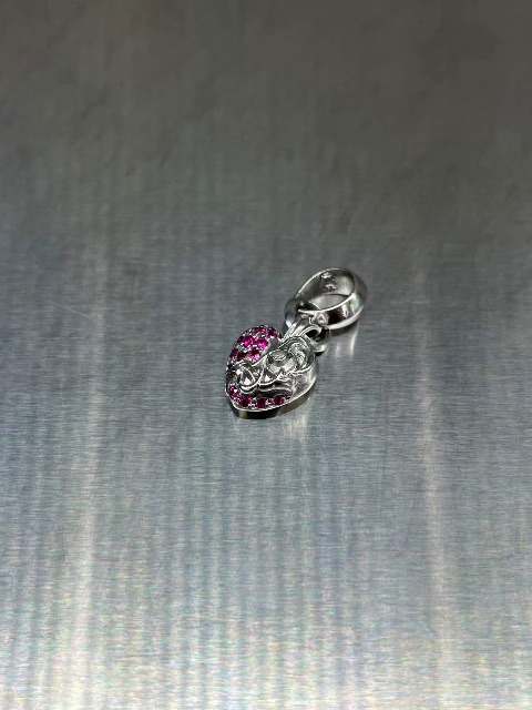 Chrome hearts Crohearts 18K สีชมพูเพชรและจี้หัวใจ