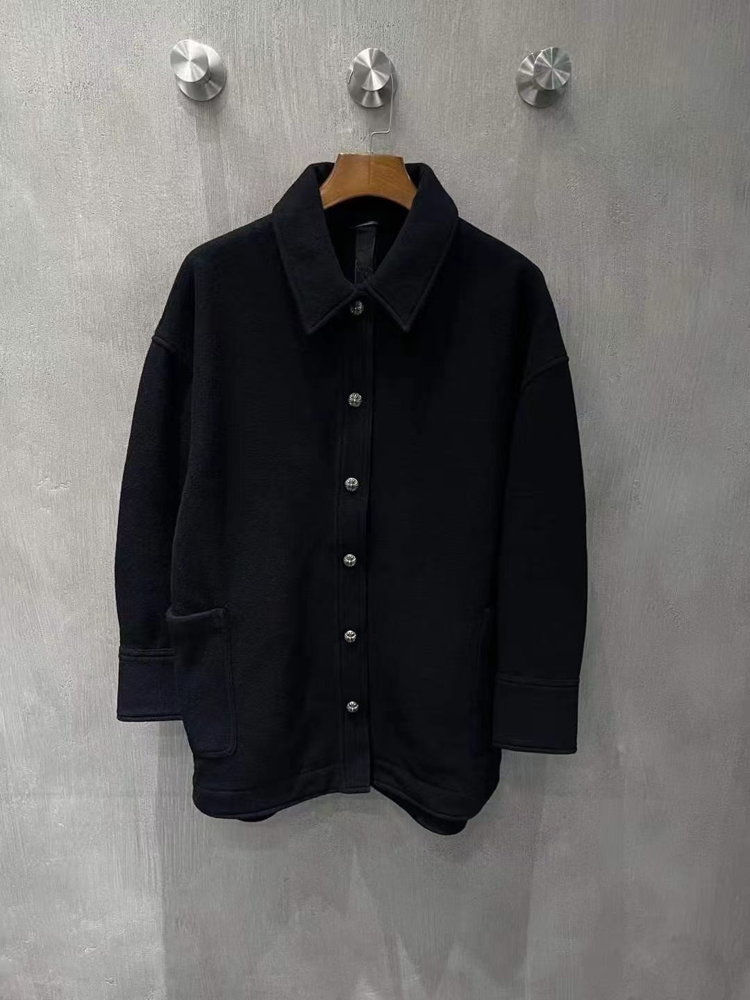 Chrome hearts 克罗心  羊绒银扣外套 黑色，第 1 张图片