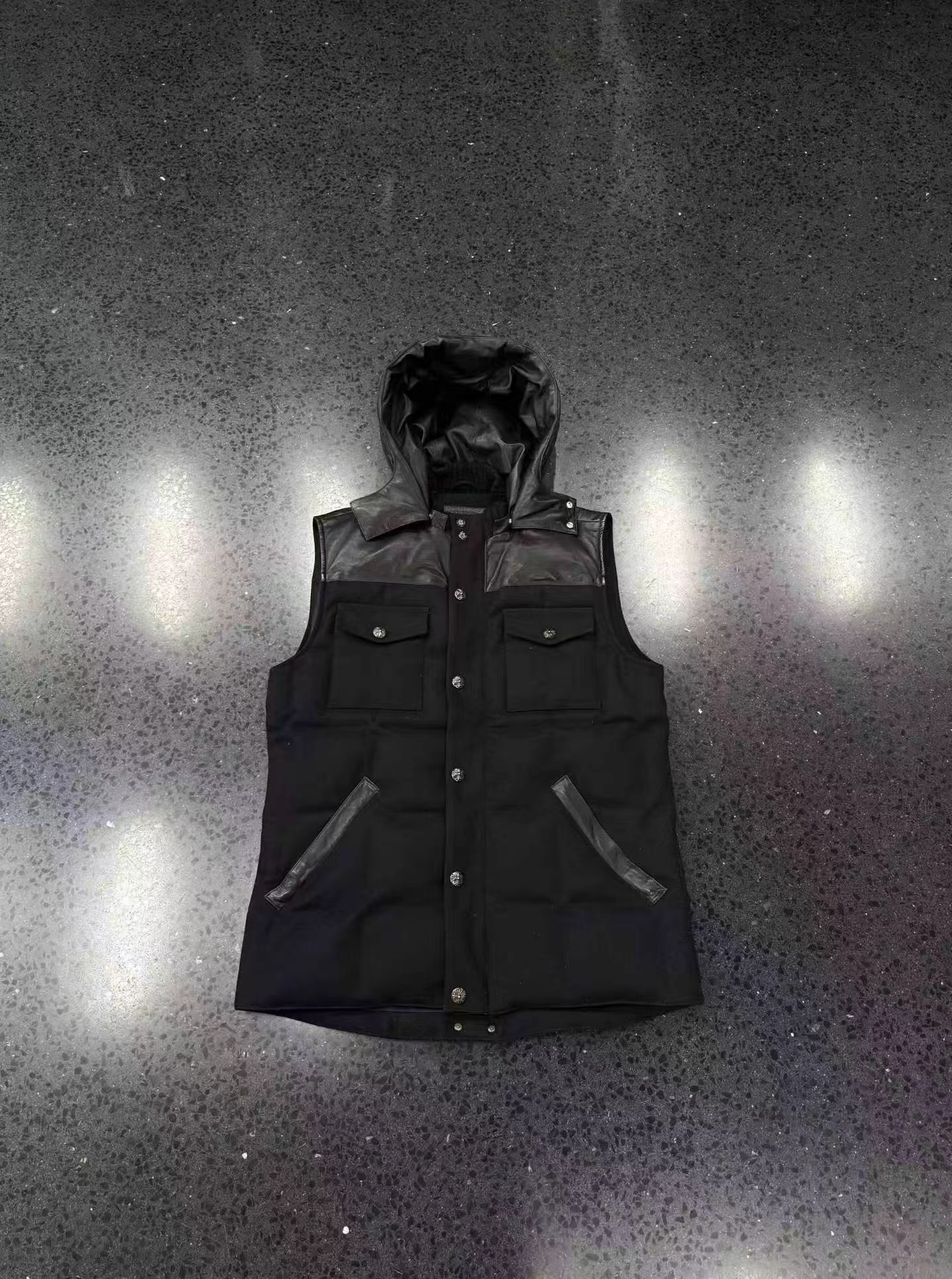 Chrome hearts โครแกนแคชเมียร์เสื้อกั๊กหนัง รูปที่ 1