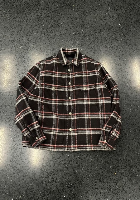 Chrome hearts เสื้อแจ็คเก็ตผ้าฝ้ายลายสก็อตสีดำและสีแดง