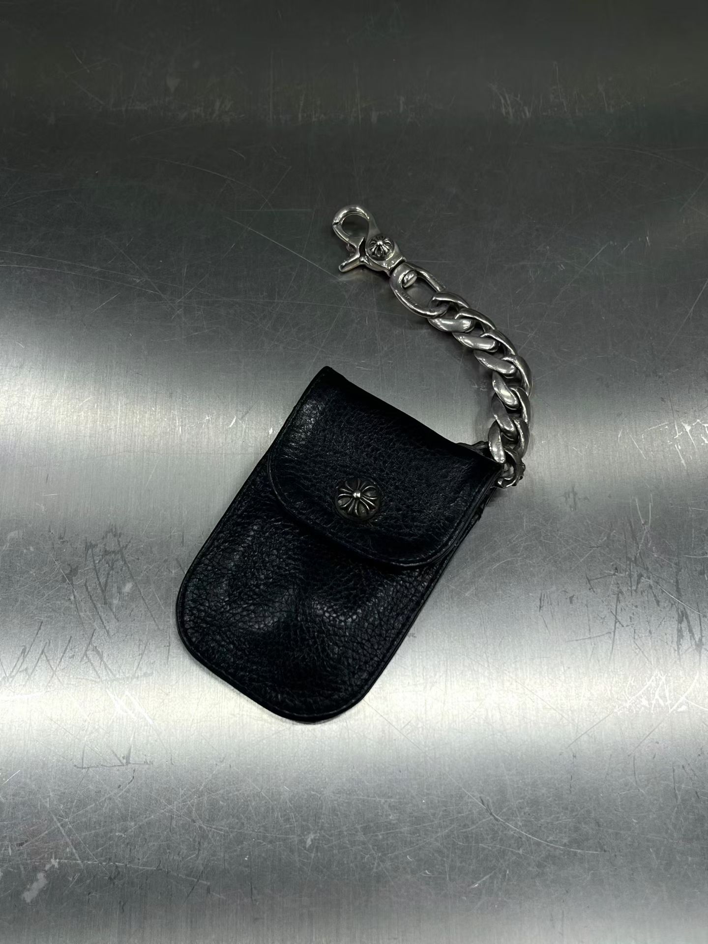 Chrome hearts โครโกหัวใจกุ้งมังกรหัวเข็มขัดโซ่คิวบา⛓กระเป๋าใส่เหรียญ รูปที่ 1