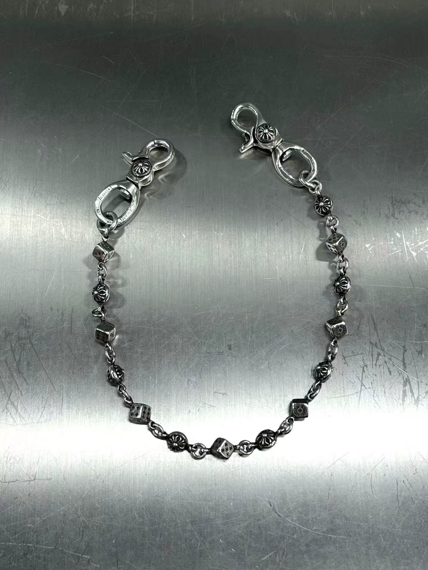 Chrome hearts โครเอเชียหัวใจ925ลูกเต๋าเงิน🎲โซ่กางเกง/โซ่กระเป๋า⛓️ รูปที่ 1