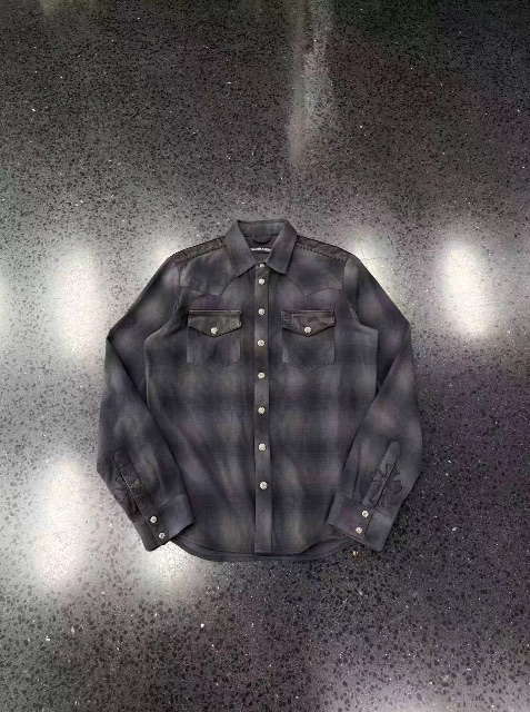 Черно-серый крест Chrome hearts✝️ Кожаная рубашка с серебряной пряжкой в клетку