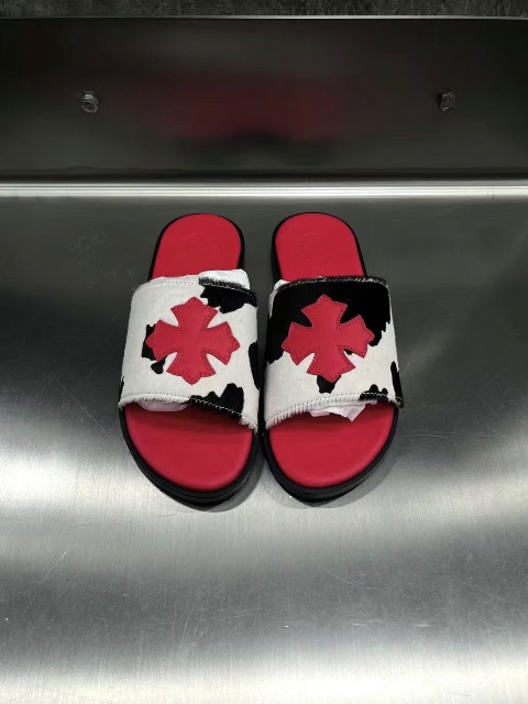 Chrome Hearts Crowheart Cruciferous Skin Cow🐄horsehair slippers
