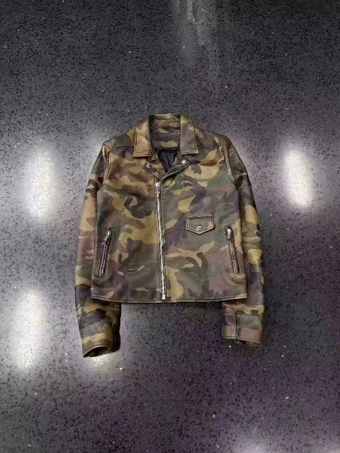 Chrome hearts Crohearts เสื้อแจ็คเก็ตหนังลายพรางอัศวิน