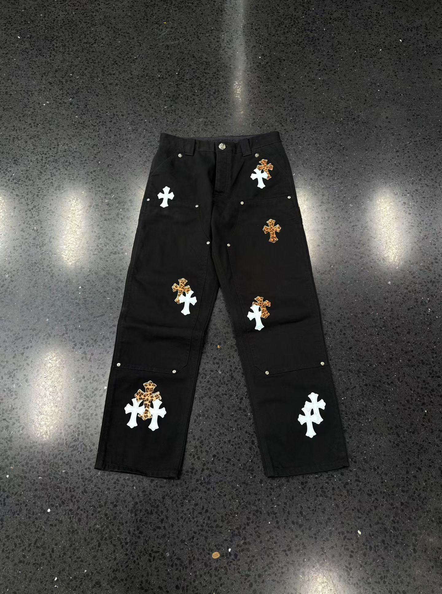 Chrome heartsクローン心1 of 1カラークロス✝️ 膝丈ワークパンツ、画像1