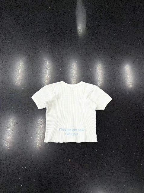 Chrome hearts blue Sanskrit embroidery waffle short sleeve white