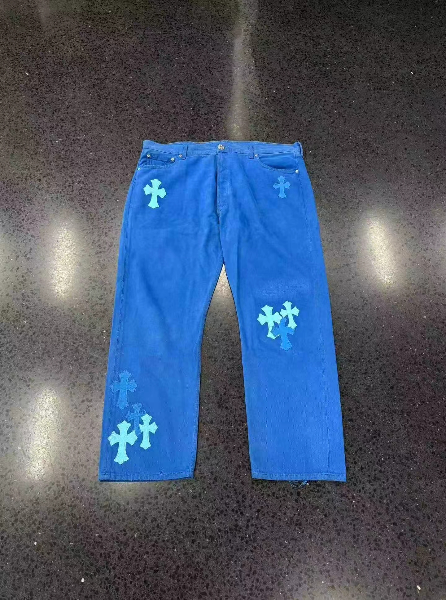 Chrome Hearts Croheart London Limited Blue Cross Ponchskin Jeans, image 1