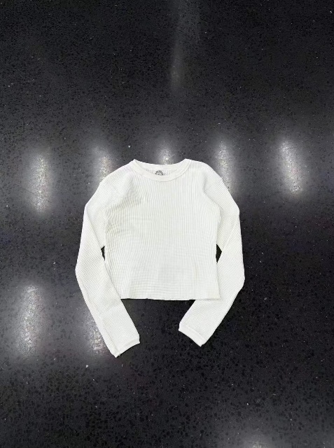 Chrome hearts โครเอเชียหัวใจสีฟ้าปักภาษาสันสกฤตวาฟเฟิลด์แขนยาวสีขาว