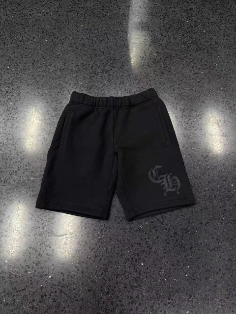 Chrome hearts โครเอเชียหัวใจ CH แพทช์เย็บปักถักร้อย🪡กางเกงขาสั้น🩳สีดำ